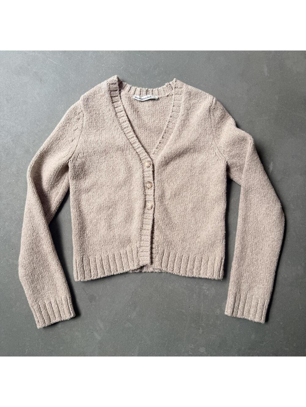 Abercrombie & Fitch Beige Knit Cardigan Sweater XS
